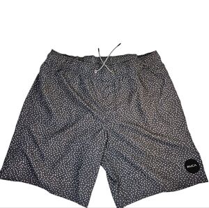 RVCA Black Athletic Shorts with White Micro Dot Print